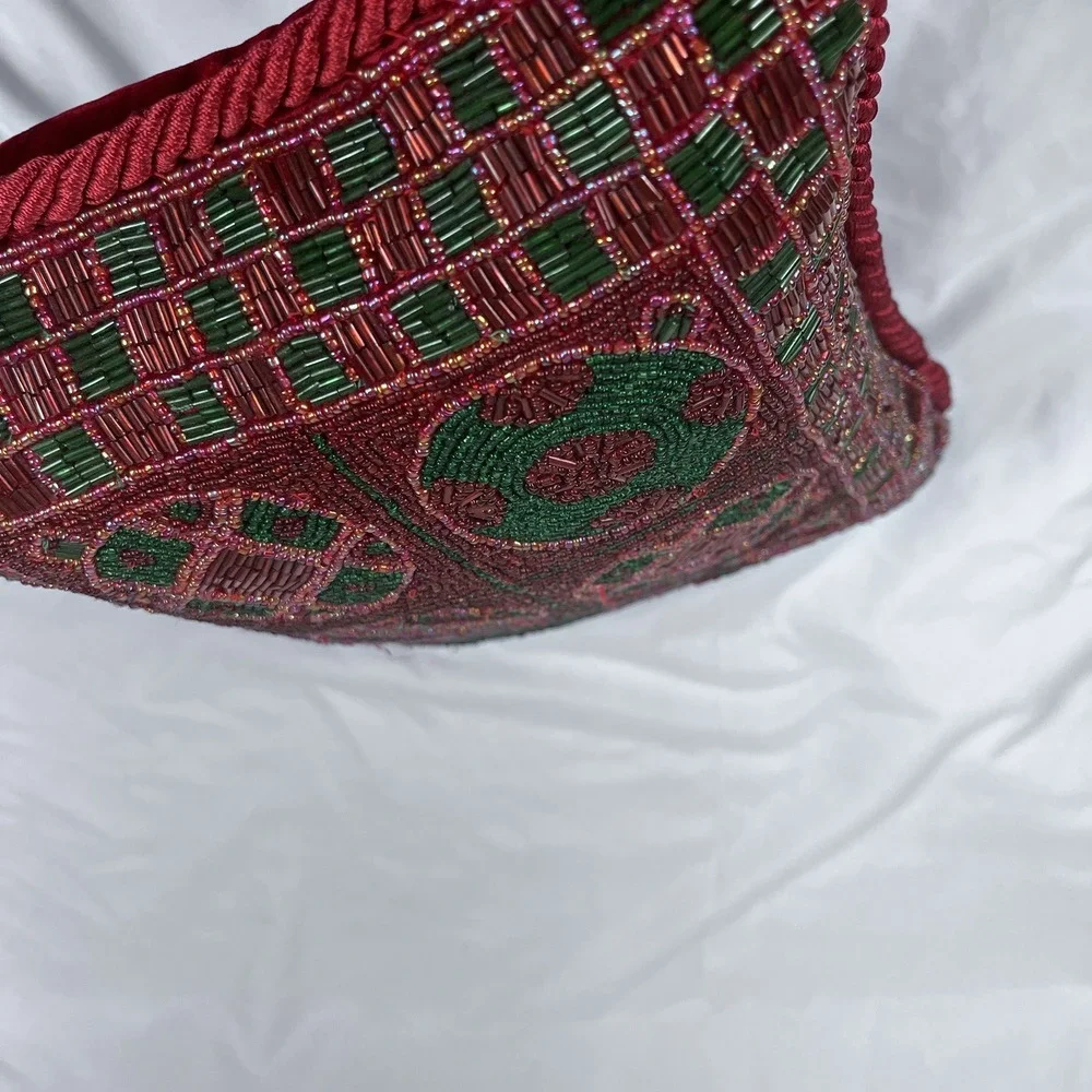SUDHA PENNATHUR Neiman Marcus Christmas Ornament Ball RedGreen Decorative Pillow